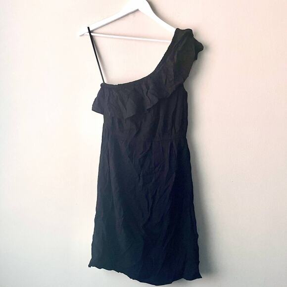 Old Navy 100% Rayon One Shoulder Frill Sleeve Elastic Waist Dress - M Tall - Picture 3 of 9